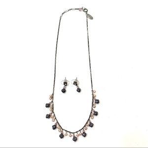 Nordstrom Pink Purple Stone Necklace & Earrings